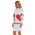 I love lamington Long Sleeve Shirt Collar Bodycon Dress View2