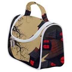 Halloween Moon Haunted House Full Moon Dead Tree Satchel Handbag by Ravend