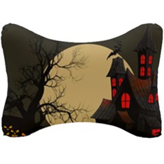 Halloween Moon Haunted House Full Moon Dead Tree Seat Head Rest Cushion by Ravend