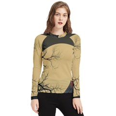 Halloween Moon Haunted House Full Moon Dead Tree Women s Long Sleeve Rash Guard by Ravend