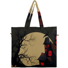 Halloween Moon Haunted House Full Moon Dead Tree Canvas Travel Bag by Ravend