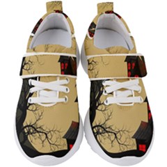 Halloween Moon Haunted House Full Moon Dead Tree Kids  Velcro Strap Shoes by Ravend