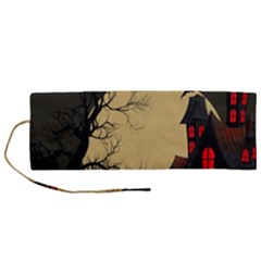 Halloween Moon Haunted House Full Moon Dead Tree Roll Up Canvas Pencil Holder (m) by Ravend