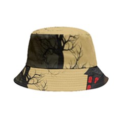 Halloween Moon Haunted House Full Moon Dead Tree Bucket Hat by Ravend