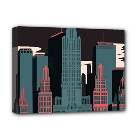 New York City Nyc Skyline Cityscape Deluxe Canvas 16  X 12  (stretched)  by Ravend