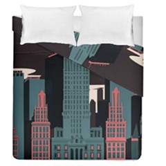 New York City Nyc Skyline Cityscape Duvet Cover Double Side (queen Size) by Ravend