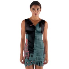 New York City Nyc Skyline Cityscape Wrap Front Bodycon Dress by Ravend