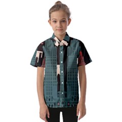 New York City Nyc Skyline Cityscape Kids  Short Sleeve Shirt by Ravend