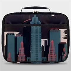 New York City Nyc Skyline Cityscape Full Print Lunch Bag by Ravend