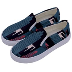 New York City Nyc Skyline Cityscape Kids  Canvas Slip Ons by Ravend