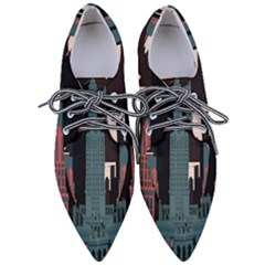 New York City Nyc Skyline Cityscape Pointed Oxford Shoes by Ravend