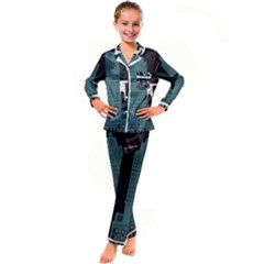 New York City Nyc Skyline Cityscape Kids  Satin Long Sleeve Pajamas Set by Ravend