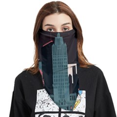 New York City Nyc Skyline Cityscape Face Covering Bandana (triangle) by Ravend