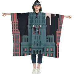 New York City Nyc Skyline Cityscape Women s Hooded Rain Ponchos