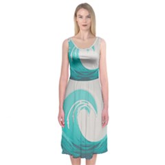 Tidal Wave Ocean Sea Tsunami Wave Minimalist Midi Sleeveless Dress by Ravend