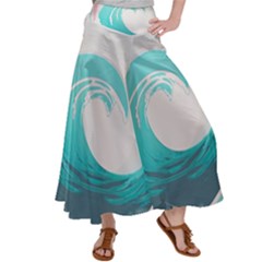 Tidal Wave Ocean Sea Tsunami Wave Minimalist Women s Satin Palazzo Pants by Ravend