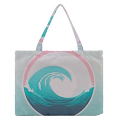 Tidal Wave Ocean Sea Tsunami Wave Minimalist Zipper Medium Tote Bag