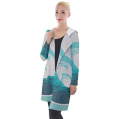 Tidal Wave Ocean Sea Tsunami Wave Minimalist Hooded Pocket Cardigan by Ravend