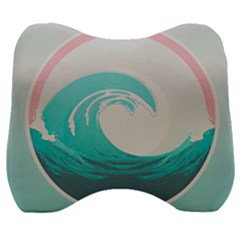 Tidal Wave Ocean Sea Tsunami Wave Minimalist Velour Head Support Cushion by Ravend