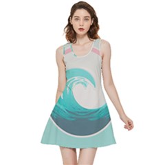 Tidal Wave Ocean Sea Tsunami Wave Minimalist Inside Out Reversible Sleeveless Dress by Ravend