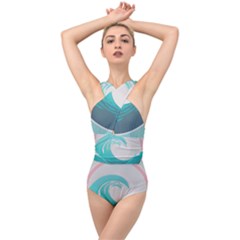 Tidal Wave Ocean Sea Tsunami Wave Minimalist Cross Front Low Back Swimsuit by Ravend