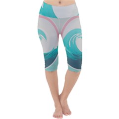 Tidal Wave Ocean Sea Tsunami Wave Minimalist Lightweight Velour Cropped Yoga Leggings by Ravend