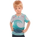 Tidal Wave Ocean Sea Tsunami Wave Minimalist Kids  Sports Tee View1