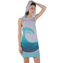 Tidal Wave Ocean Sea Tsunami Wave Minimalist Racer Back Hoodie Dress View1