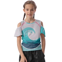 Tidal Wave Ocean Sea Tsunami Wave Minimalist Kids  Butterfly Cutout Tee by Ravend