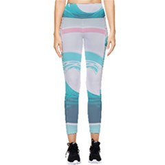 Tidal Wave Ocean Sea Tsunami Wave Minimalist Pocket Leggings  by Ravend