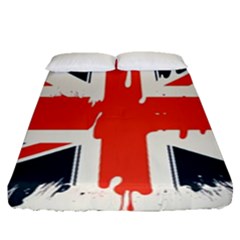 Union Jack England Uk United Kingdom London Fitted Sheet (queen Size) by Ravend