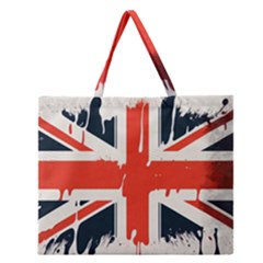 Union Jack England Uk United Kingdom London Zipper Large Tote Bag by Ravend