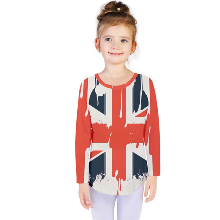 Union Jack England Uk United Kingdom London Kids  Long Sleeve Tee