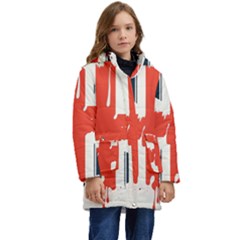 Union Jack England Uk United Kingdom London Kids  Hooded Longline Puffer Jacket by Ravend