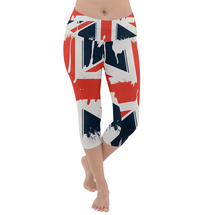 Union Jack England Uk United Kingdom London Lightweight Velour Capri Yoga Leggings