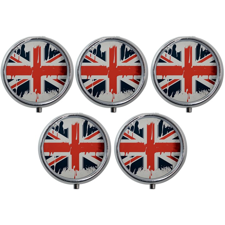 Union Jack England Uk United Kingdom London Mini Round Pill Box (Pack of 5)