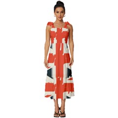 Union Jack England Uk United Kingdom London Tie-strap Tiered Midi Chiffon Dress