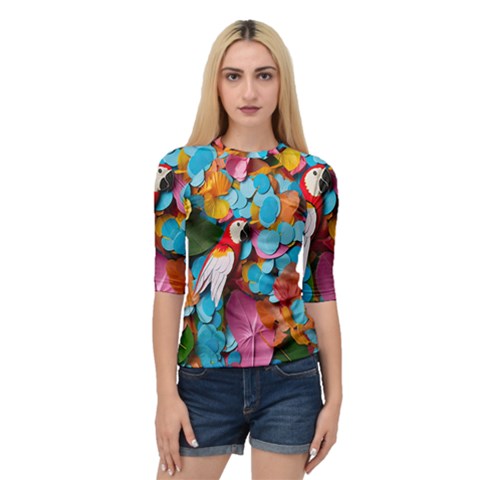 Confetti Tropical Ocean Themed Background Abstract Quarter Sleeve Raglan Tee by Ravend