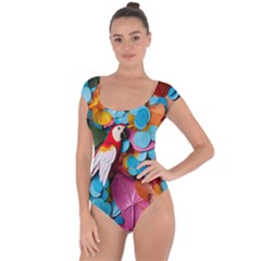 Confetti Tropical Ocean Themed Background Abstract Short Sleeve Leotard  by Ravend