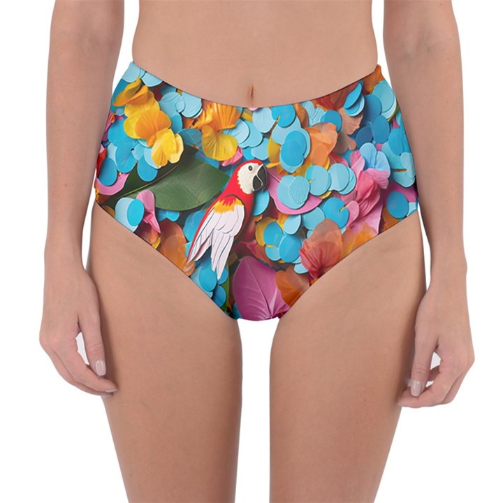 Confetti Tropical Ocean Themed Background Abstract Reversible High-Waist Bikini Bottoms