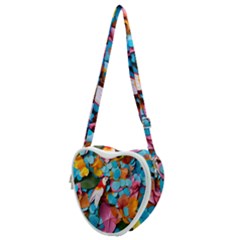 Confetti Tropical Ocean Themed Background Abstract Heart Shoulder Bag by Ravend