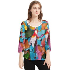 Confetti Tropical Ocean Themed Background Abstract Chiffon Quarter Sleeve Blouse by Ravend