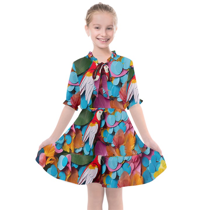 Confetti Tropical Ocean Themed Background Abstract Kids  All Frills Chiffon Dress