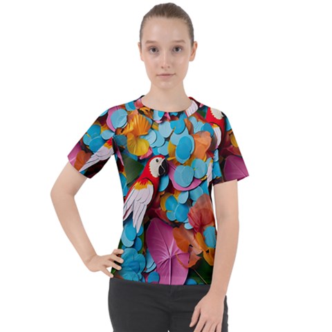 Confetti Tropical Ocean Themed Background Abstract Women s Sport Raglan Tee by Ravend