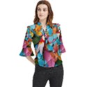 Confetti Tropical Ocean Themed Background Abstract Loose Horn Sleeve Chiffon Blouse View1