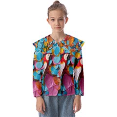 Confetti Tropical Ocean Themed Background Abstract Kids  Peter Pan Collar Blouse by Ravend