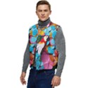 Confetti Tropical Ocean Themed Background Abstract Men s Short Button Up Puffer Vest	 View3