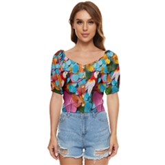 Confetti Tropical Ocean Themed Background Abstract Button Up Blouse