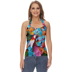 Confetti Tropical Ocean Themed Background Abstract Basic Halter Top by Ravend