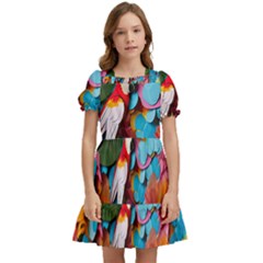 Confetti Tropical Ocean Themed Background Abstract Kids  Puff Sleeved Dress by Ravend